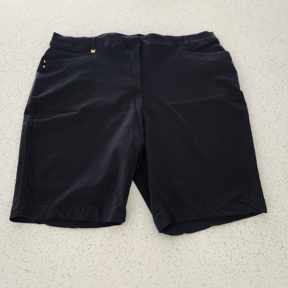 JM Collection Black Women's Bermuda Shorts Stretch Plus Size 26